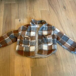 Girls Zara Faux Sheepskin Crop Jacket Size 13-14